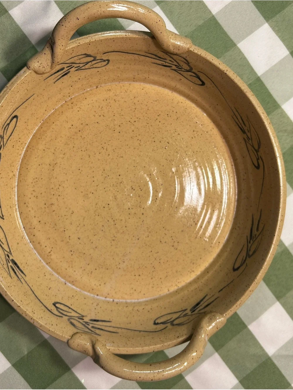Speckled Tan pottery Serving Dish with Handles